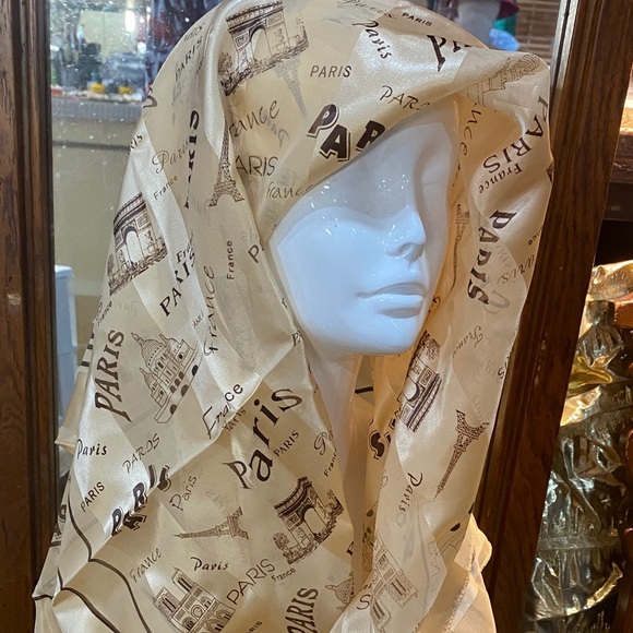 Accessories - Paris Print Satin Scarf - 42 x 39 inch NWOTs